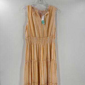 skies are blue sol tiered dress pale yellow size large